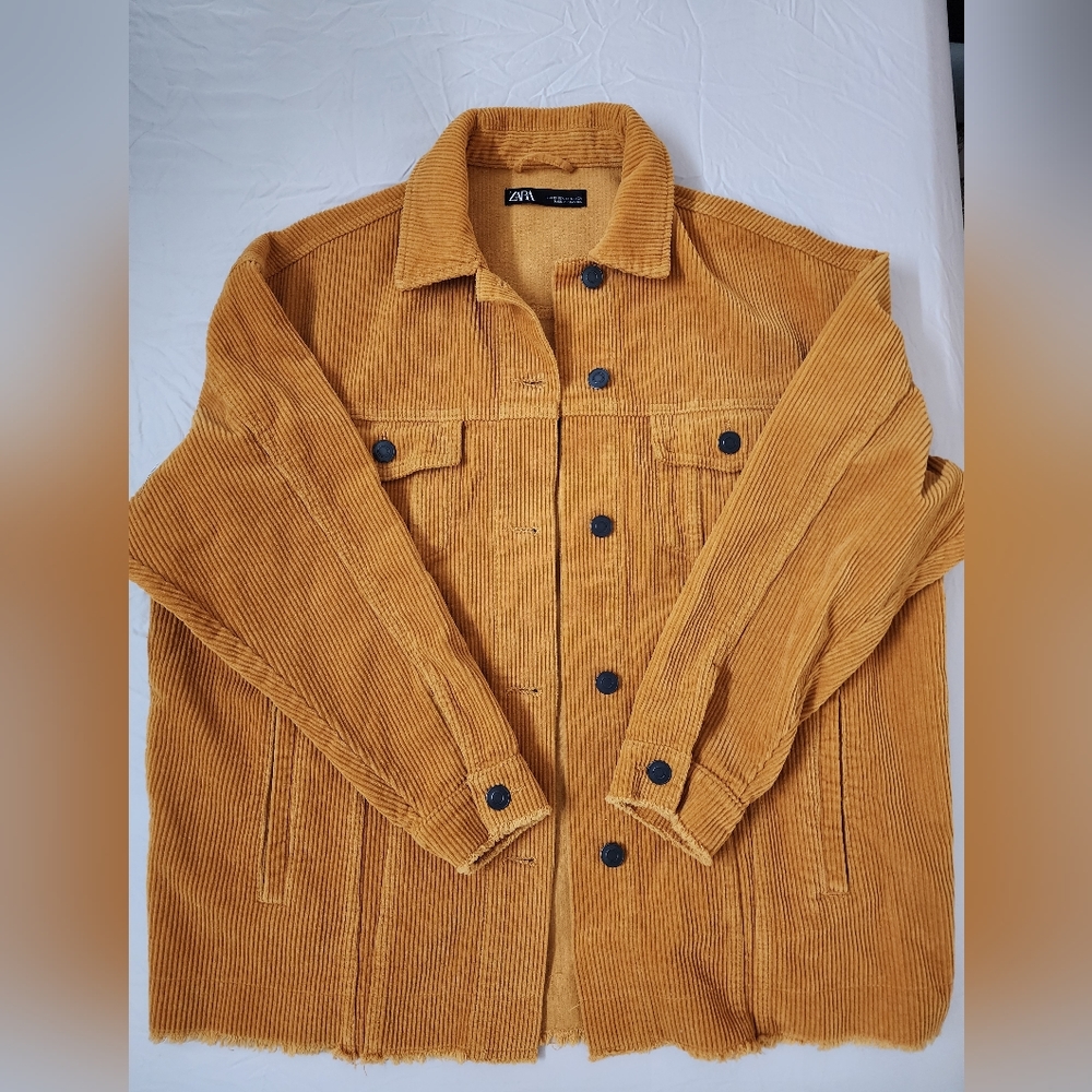 Zara Women's Mustard Corduroy Shirt Jacket